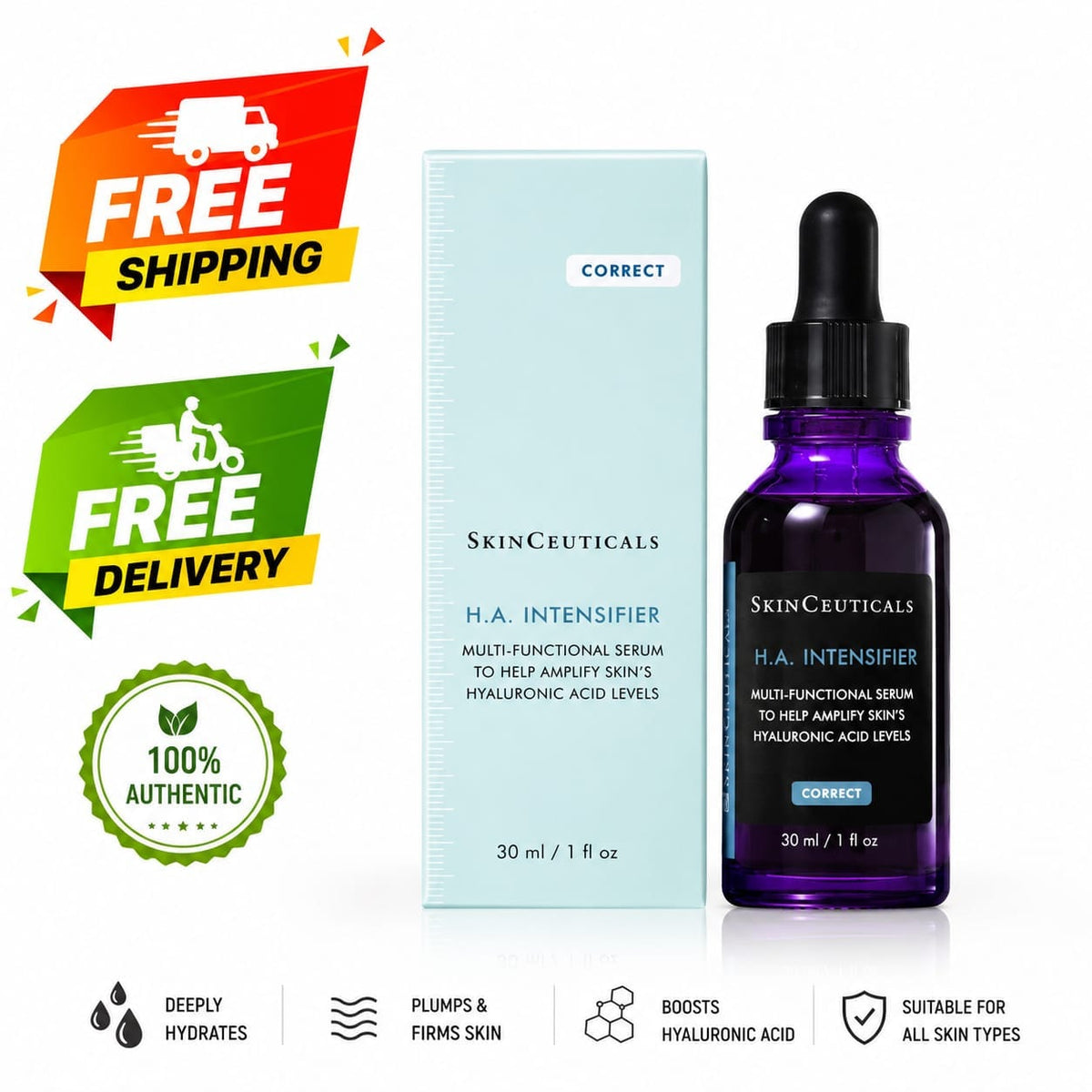 SkinCeuticals H.A. Intensifier Hyaluronic Acid Serum — Hydrating & Plumping Facial Serum, 30 ml / 1 fl oz