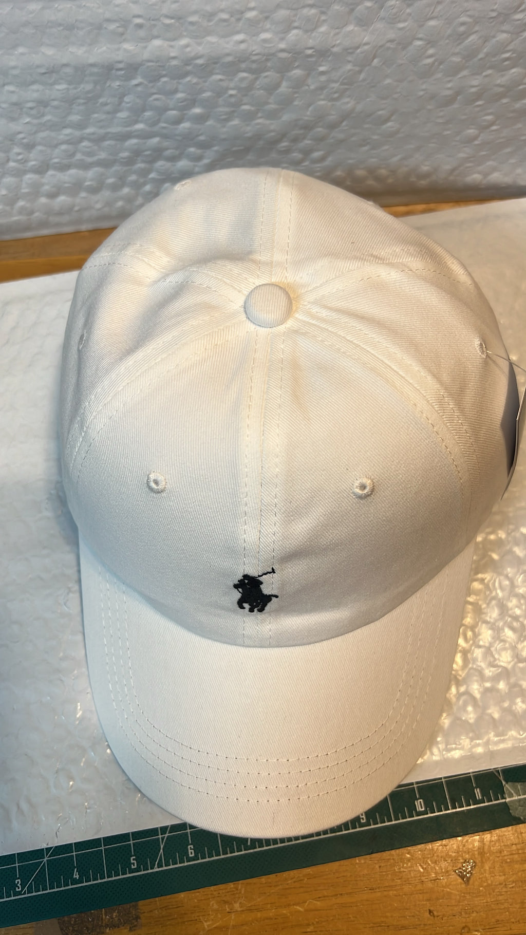 Polo Ralph Lauren Men's White Cotton Baseball Cap with Leather Strap & Pony Logo