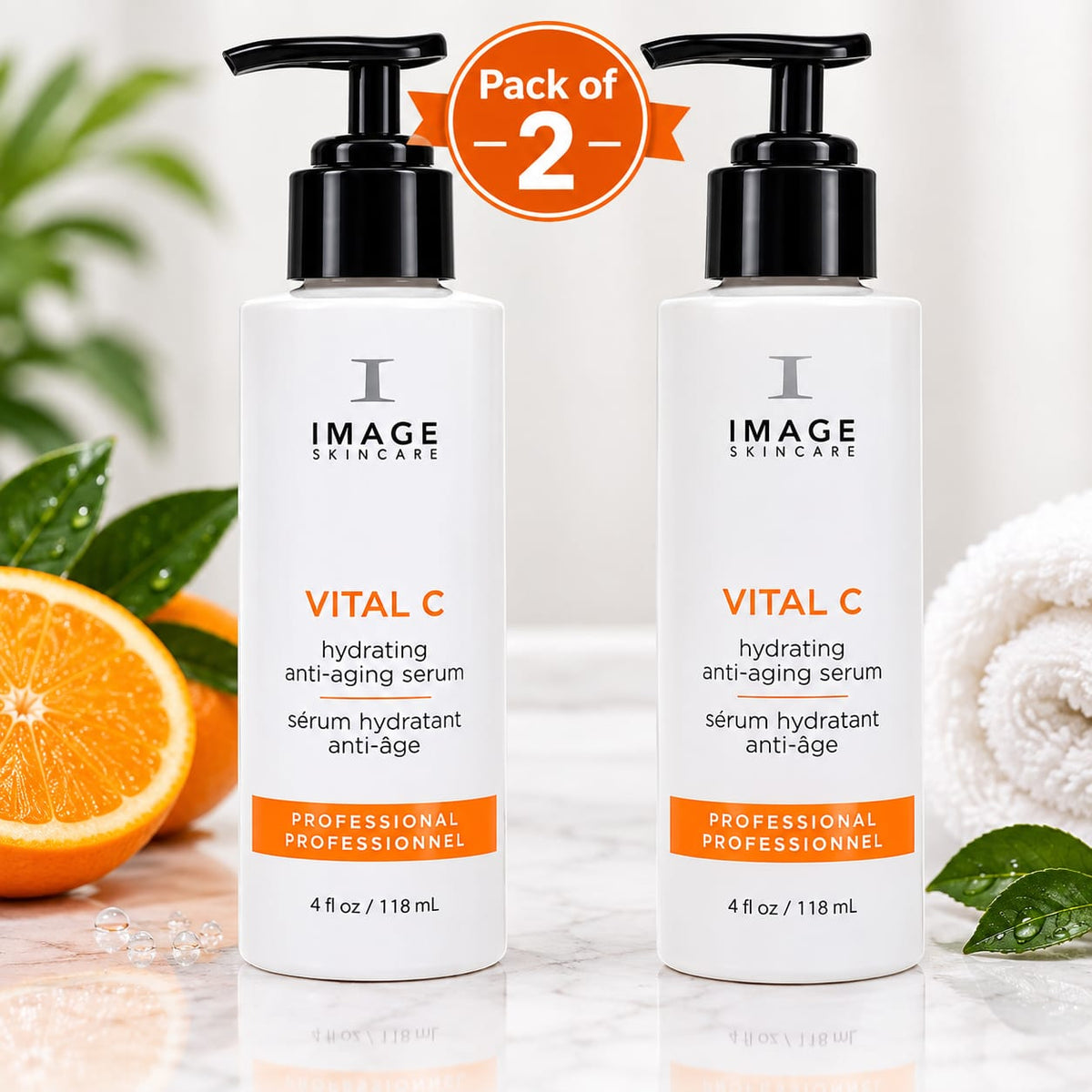 IMAGE Skincare Vital C Hydrating Anti-Aging Serum 4 fl oz / 118 mL – Pack of 2