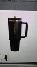 Black Insulated Travel Tumbler with Handle & Lid – Reusable Coffee & Water Cup