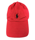 Polo Ralph Lauren Hat Cap Leather Strap Back Red Cotton Pony