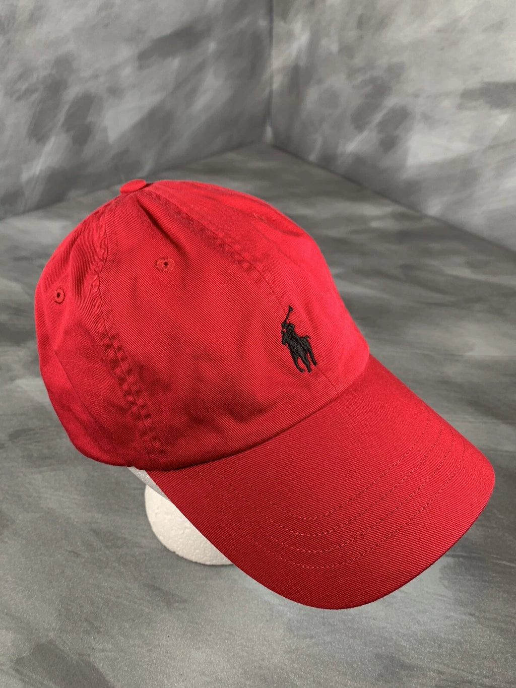 Polo Ralph Lauren Hat Cap Leather Strap Back Red Cotton Pony