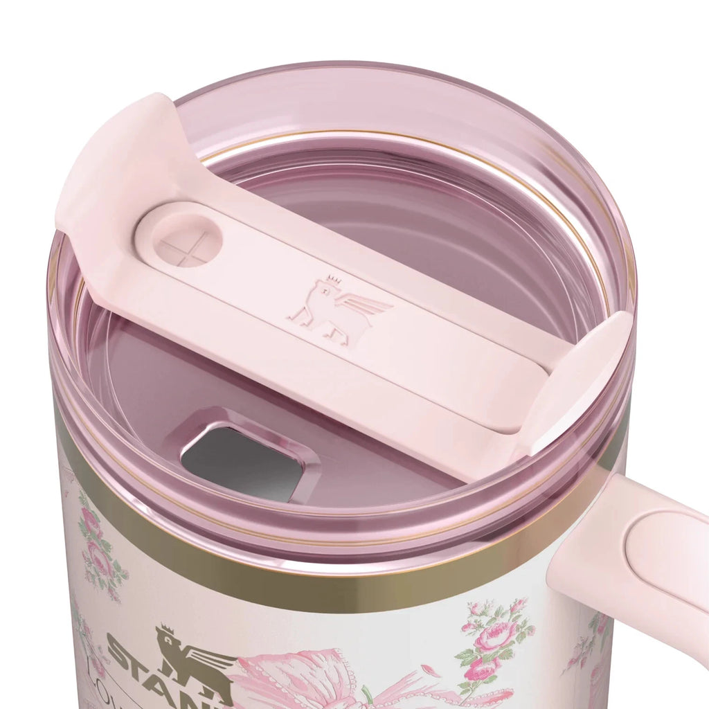 Stanley x LoveShackFancy Holiday Quencher 40 oz Rosa Beaux Pink Insulated Tumbler with Handle & Straw